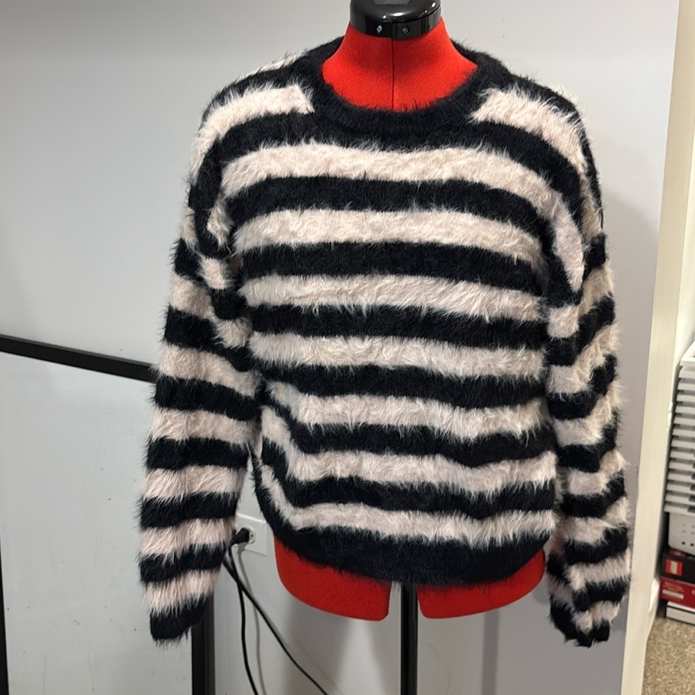 NWT feather sweater black and cream stripe by Velvet